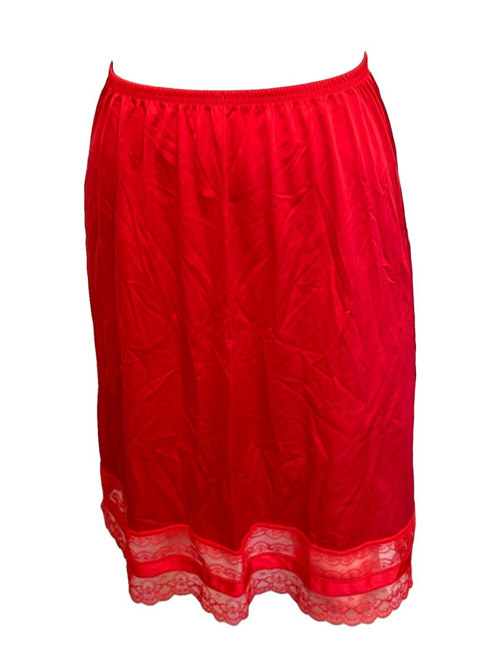 Vintage Vanity Fair Red Slip Womens L Retro City Petticoat Lace